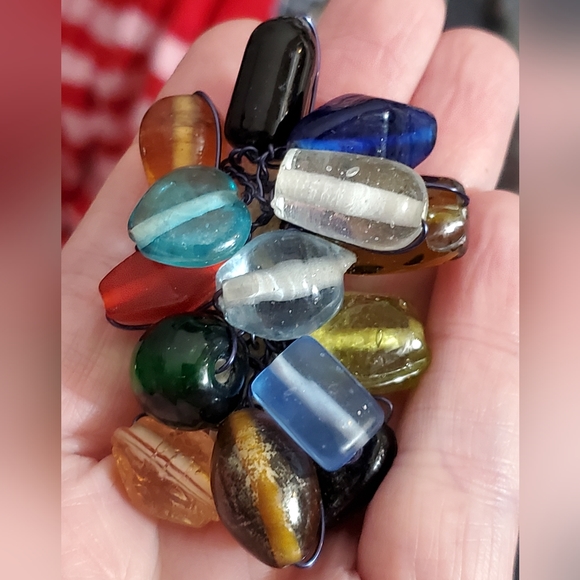 Brooch Venetian Italian lampwork murano beads glass artisan handmade Vintage OLD - Picture 7 of 12